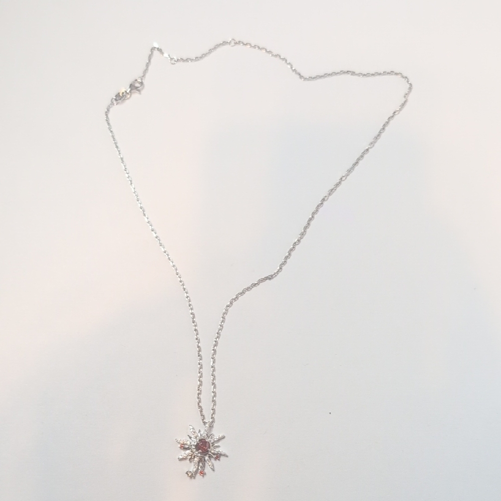 Elegant Silver Sun Pendant Necklace